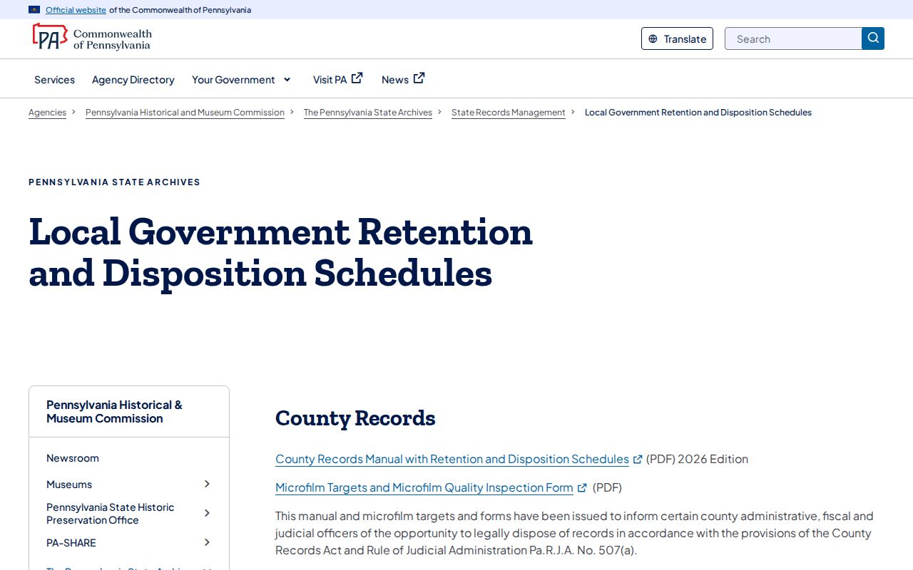 Juniata County booking record retention source